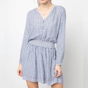 Rails “Jasmine” Blue Striped Linen Dress